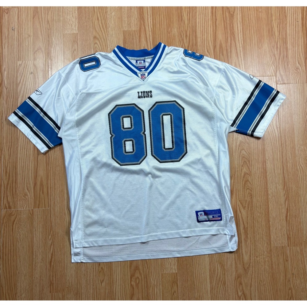 VTG Reebok NFL Detroit Lions Charles Rogers 80 Jersey White Mens 2XL XXL
